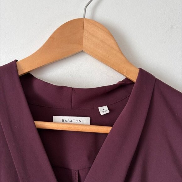 Aritzia Babaton Gershwin Wrap Dress Dark Purple Maroon Size 4 - Picture 7 of 8